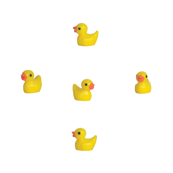 Minis - Patos de goma (5 piezas) - escala 1:12 - Sam & Julia - Het Muizenhuis