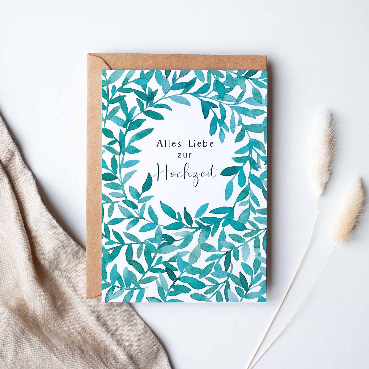 Folding card "Wedding turquoise leaves" | marriage
