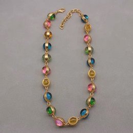 Vintage Rainbow Glass Stones Jewelry Set
