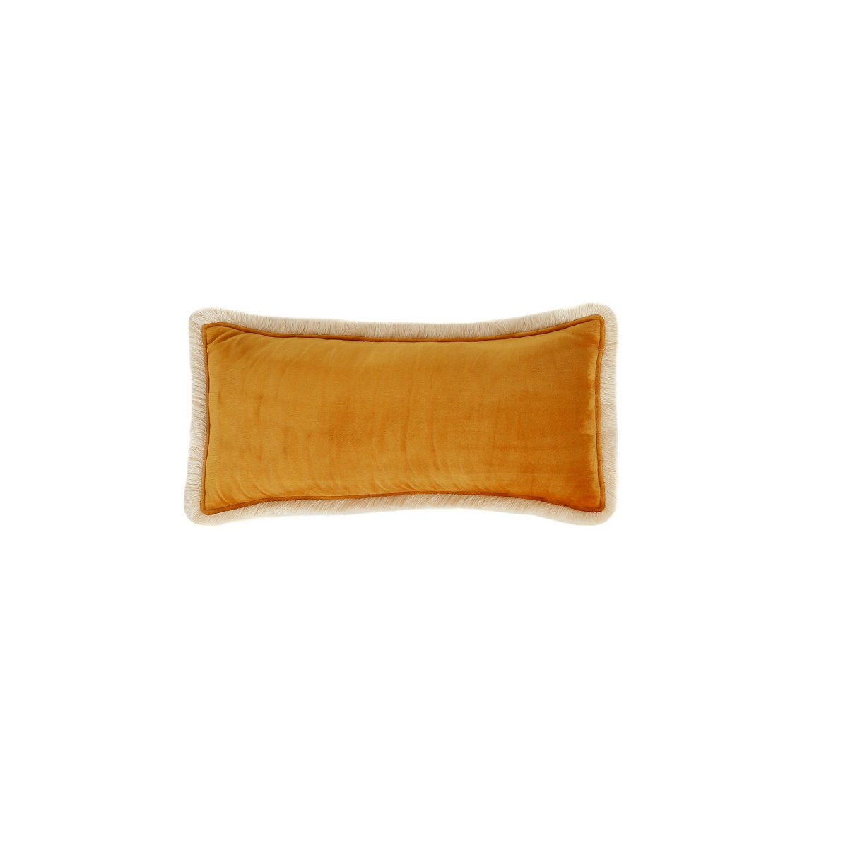 "Mustard" soft velvet bolster with fringe