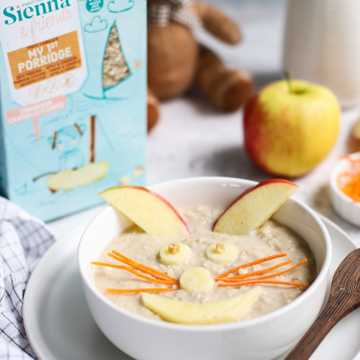 ORGANIC OAT PORRIDGE WITH APPLES AND CINNAMON - GLUTEN FREE - NO ADDED SUGAR - FROM 12 MONTHS - 200G