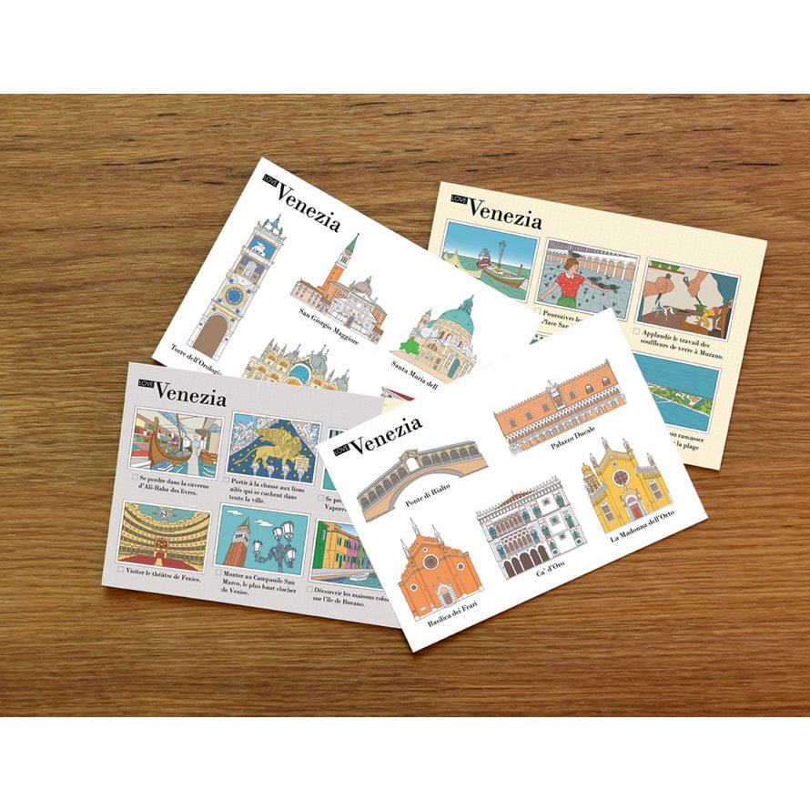 Pack de 4 postales ilustradas Venecia