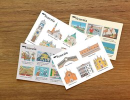 Pack de 4 cartes postales illustrées Venise