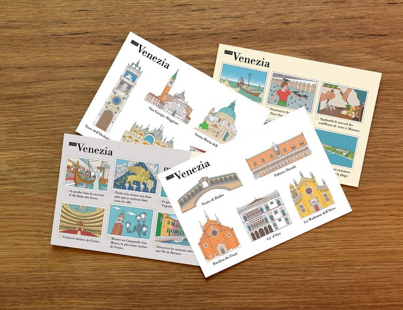 Pack de 4 postales ilustradas Venecia
