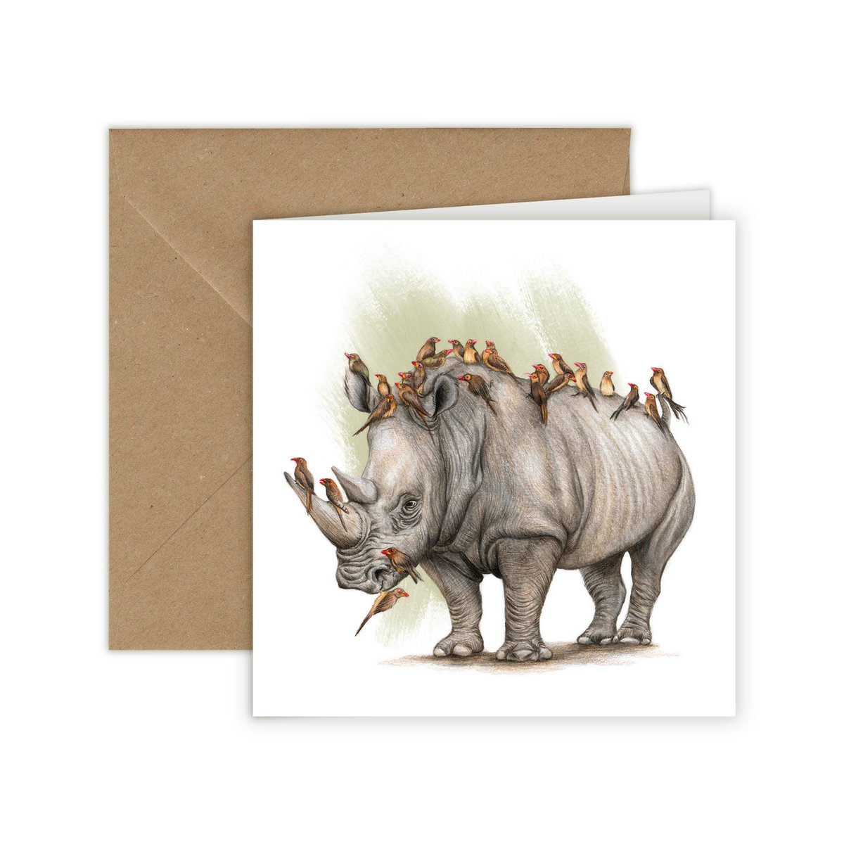 The Rhinos Guard - Greeting Card, 13 x 13 cm, Birds, Cards