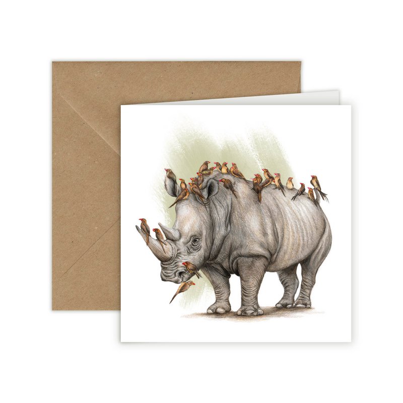 The Rhinos Guard - Greeting Card, 13 x 13 cm, Birds, Cards