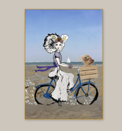 Zeeland souvenir | Zeeland poster | Zeeland girl | Zeeland coast | Beach | Dog | A3
