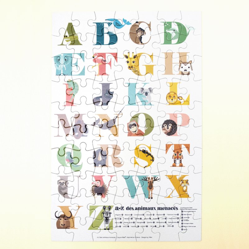 Puzzle da 70 pezzi, 5 anni+, ABECEDARIO | Prodotto in Francia