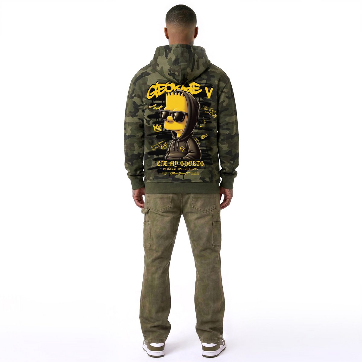 Kapuzenpullover mit Bart-Print Khaki