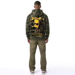 Kapuzenpullover mit Bart-Print Khaki