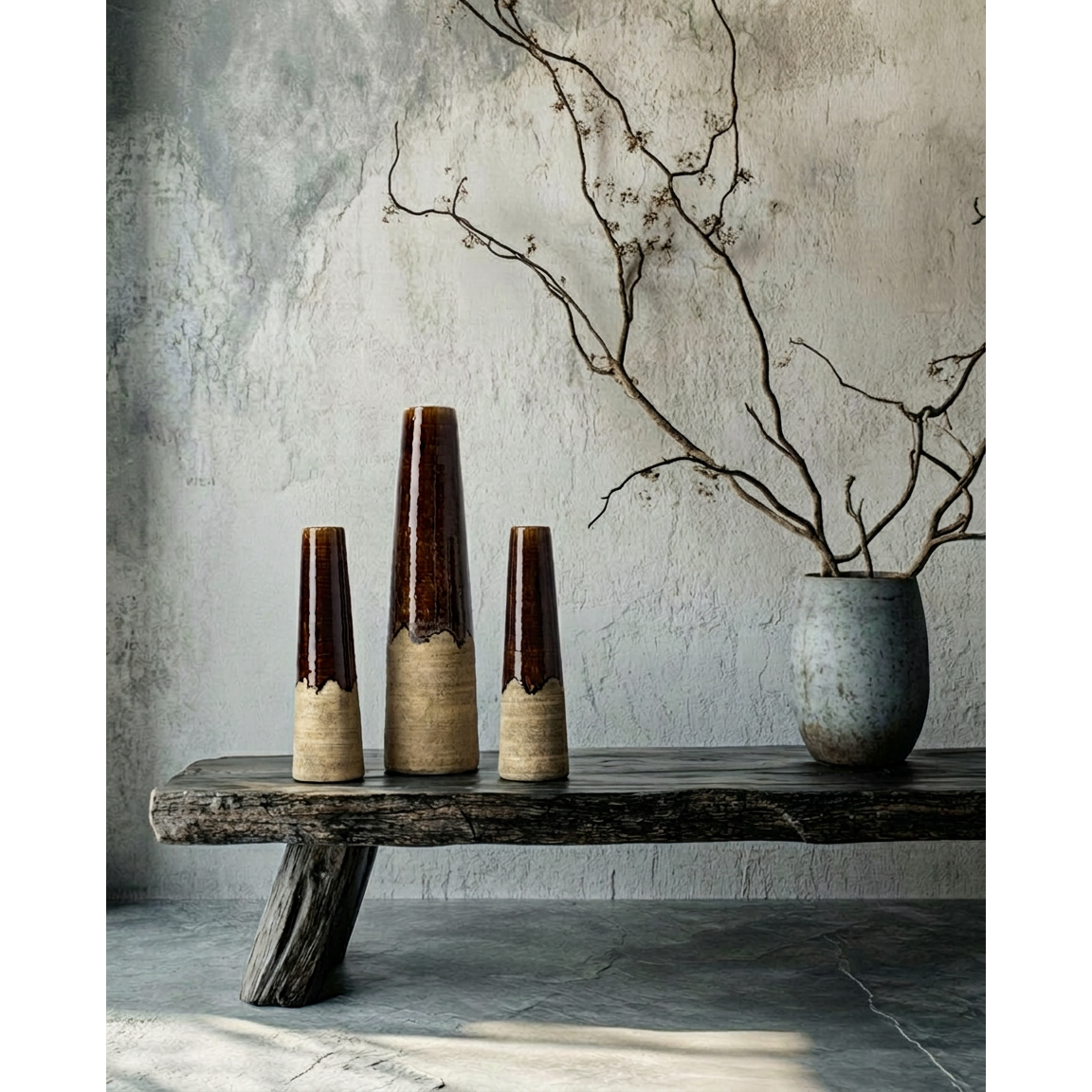 Die Amber Cone Vase – Betonbraun – M