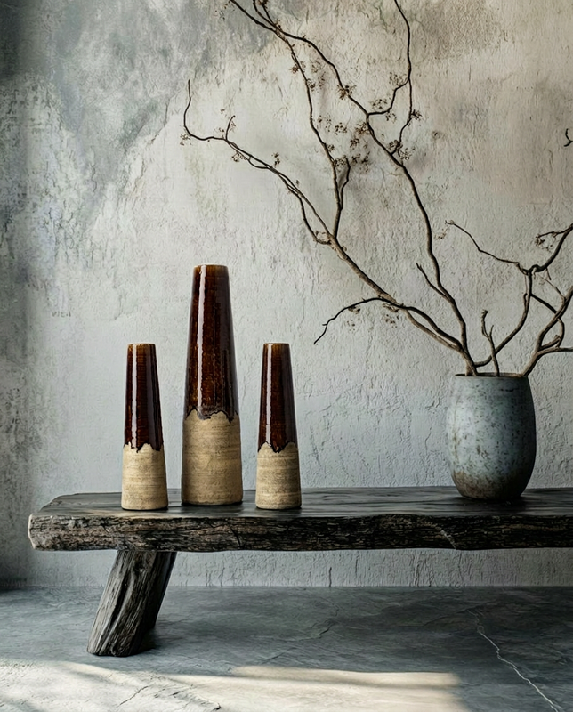 Die Amber Cone Vase – Betonbraun – M