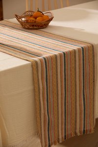 Vedra mustard jacquard cotton table runner