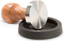 Tamper with elegant wooden handle - espresso stamp for the barista incl. Mat