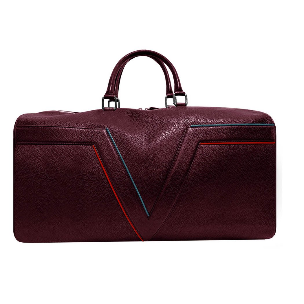 Sac de voyage VUE LAC  Collection Initial - Bordeaux  - Liserés Rouges et Bleus