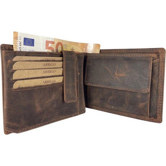 Portefeuille masculin cognac rfid anti-skim
