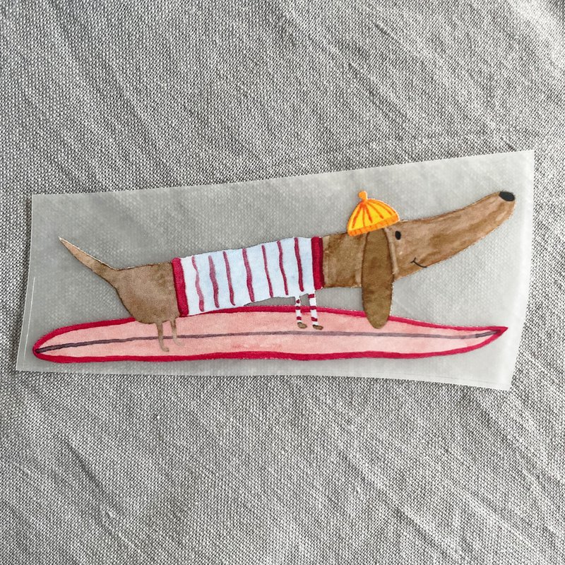 Iron-on patch surf dachshund