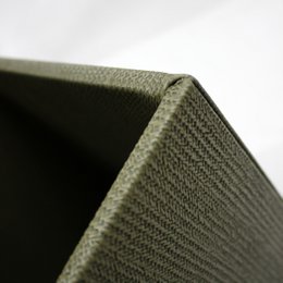 Waste paper basket square pattern beige green rubbish bin faux leather