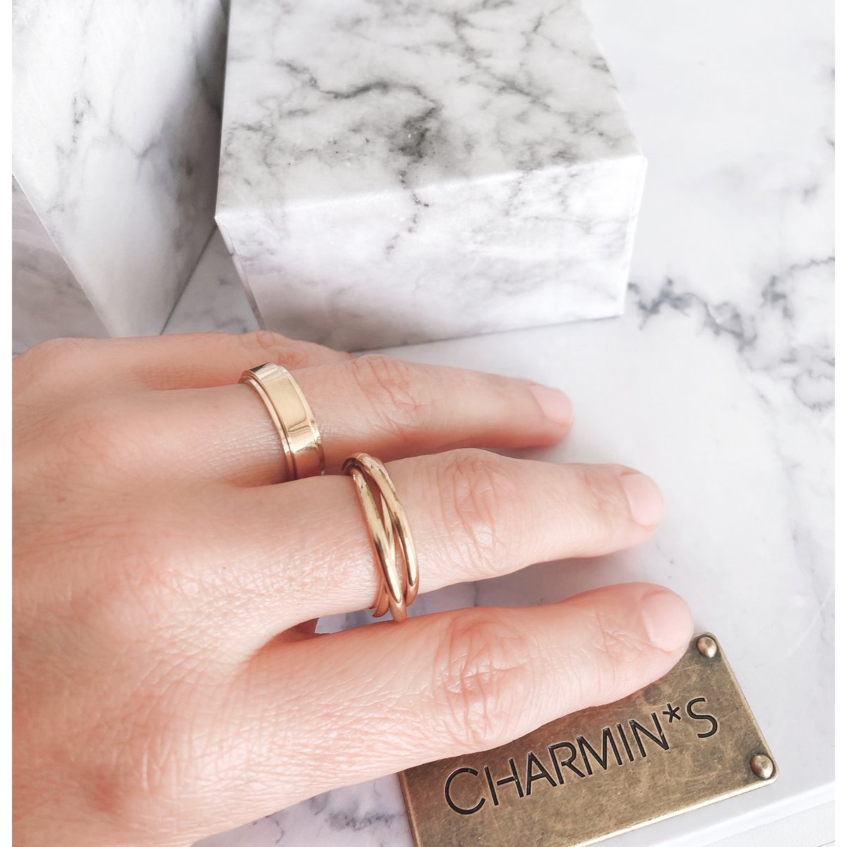 R1067 Rolling Anxiety Fidget Ring Rose Gold Stålfarve