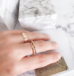 R1067 Rolling Anxiety Fidget Ring Rose Gold Steel Color