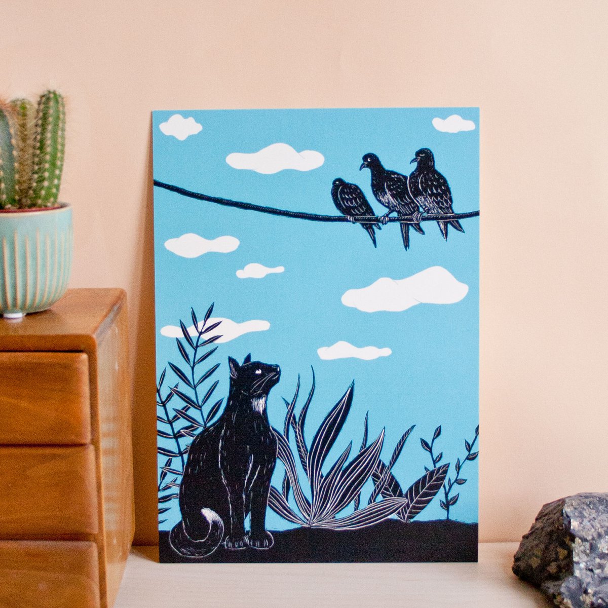 Poster | Katze & Tauben