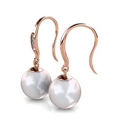 Pendientes de gancho de perlas - oro rosa y blanco