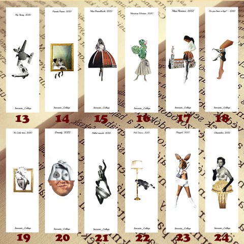 Bookmarks met afdruk van papieren collage