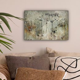 Lærredsmaleri - vægdekoration - blomster - grå - natur - kunst
