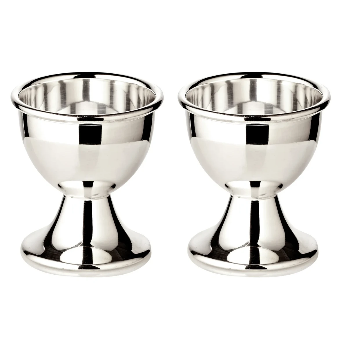 Set of 2 classo egg cups (height 5 cm), classic shape, heavy silver plated