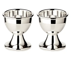 Set of 2 classo egg cups (height 5 cm), classic shape, heavy silver plated
