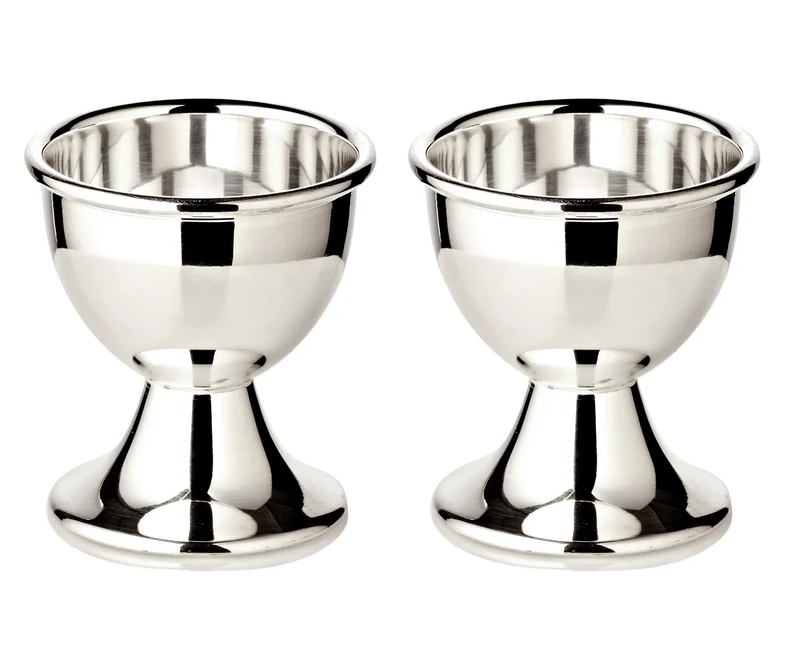 Set of 2 classo egg cups (height 5 cm), classic shape, heavy silver plated