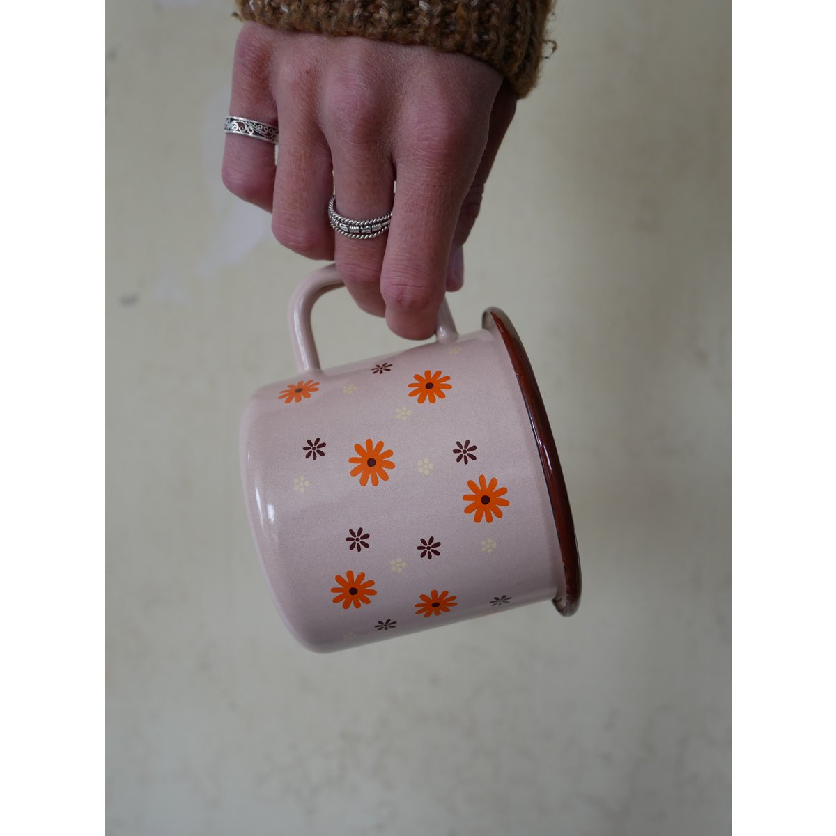 Mug émaillé je t'aime beige