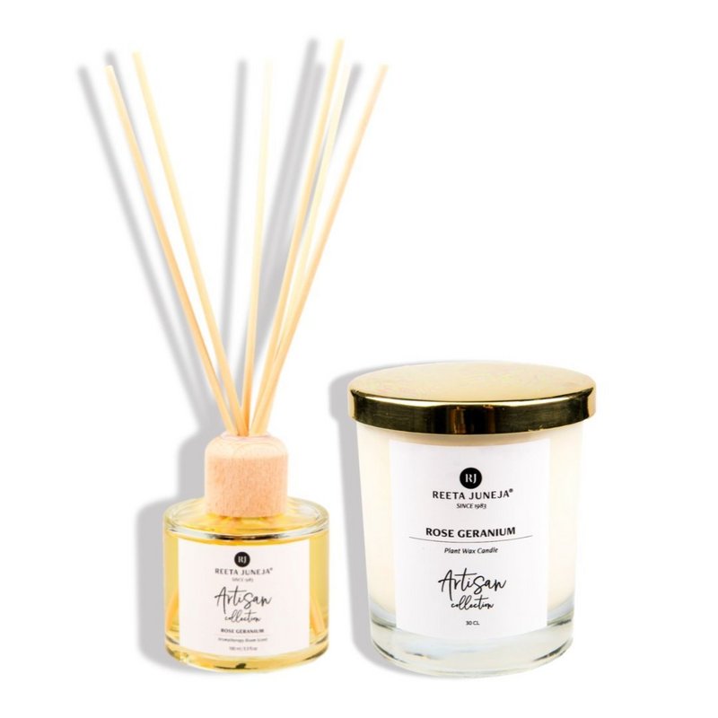 Aromatic HomeRose Geranium Luxury Room Candle and Spray