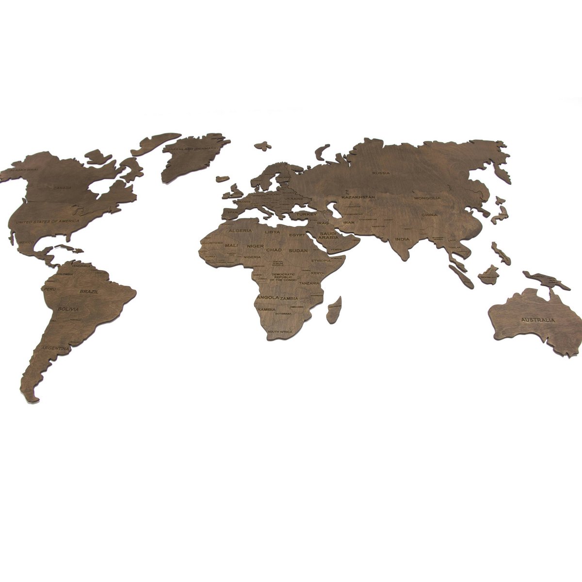 Wooden world map, Wood wall world map