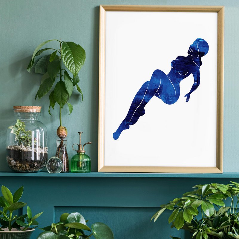 Blue Painted Lady Reclining Print