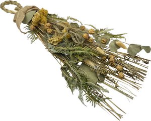 Rural Christmas decoration pendant - Dried flowers | 55 cm | Atmospheric Christmas decorations | Natural materials | White