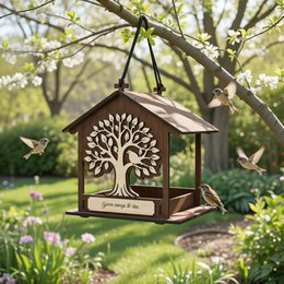 Handgefertigter Vogelfutterspender aus Holz, Garten- und Wildtiergeschenk