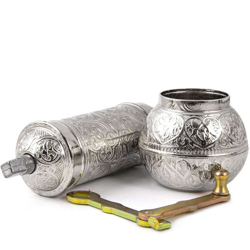 Metal spice mill - silver - large - 18 x 7cm