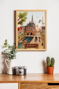 „Bolsward“ – A3-Illustrationsdruck | Kunstdruck auf 300 g/m² Tintoretto Gesso | Elf Städte festgelegt