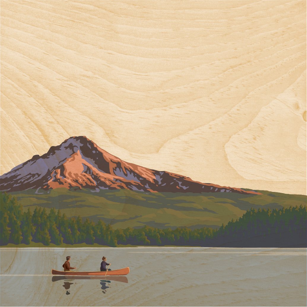 Póster Canoa vintage de madera de 45T/7 pulgadas