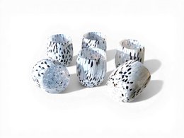 6 BIG AVVENTURINA BLU ACQUA Vasos de vidrio soplado y elaborado a mano con Murano Murrine, línea “I Colori di Murano”, 435 ml. Hecho en Italia