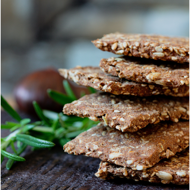 Maroni Knäcke Snack Rosmarin - Glutenfreier Bio-Snack auf Kastanienmehlbasis mit Rosmarin