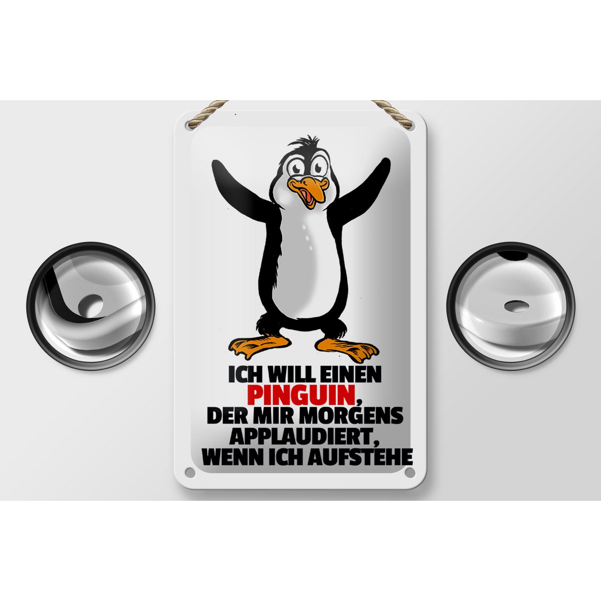 Tin sign saying 12x18cm wants penguin who applauds me decoration