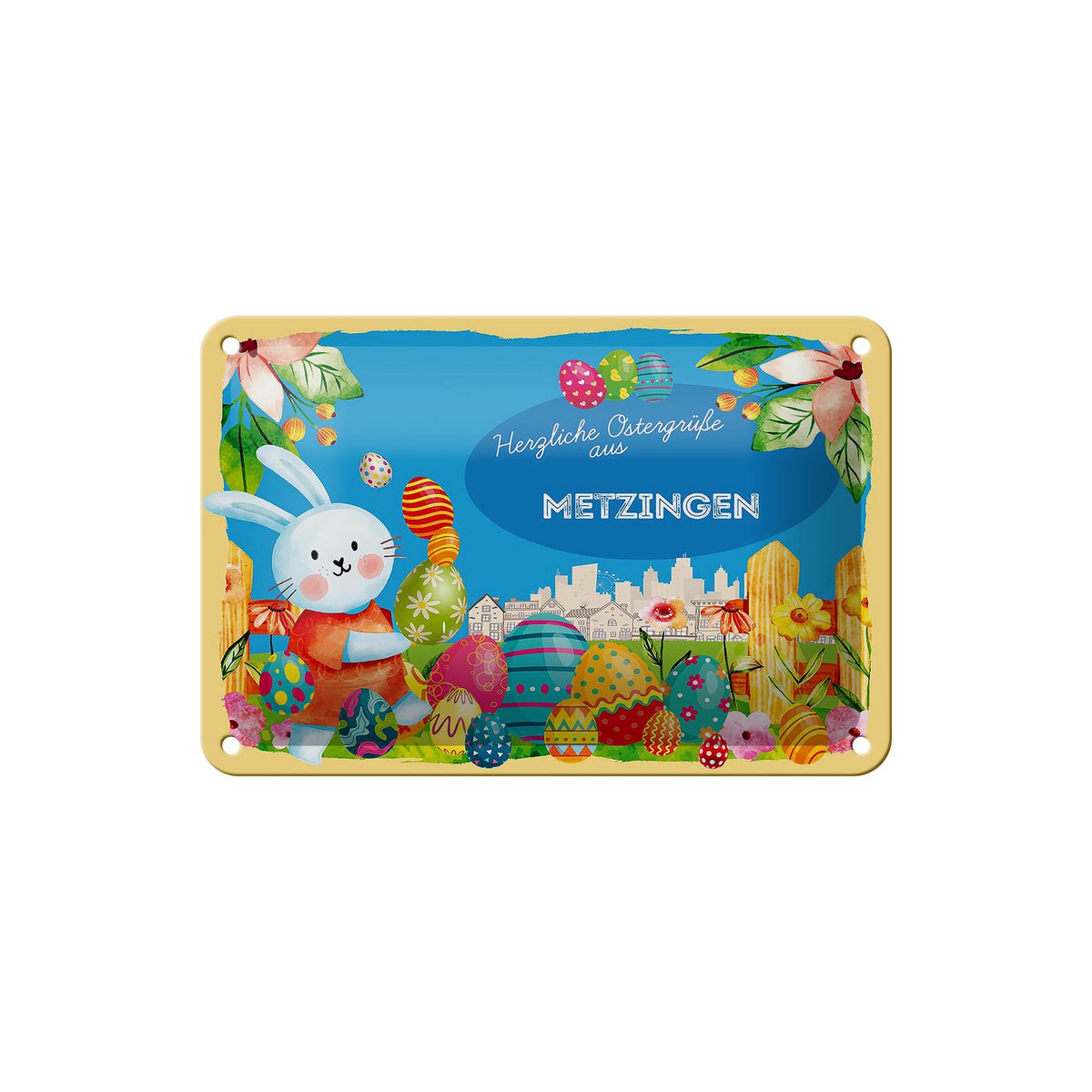 Targa in metallo Pasqua Auguri di Pasqua 18x12 cm METZINGEN decorazione regalo