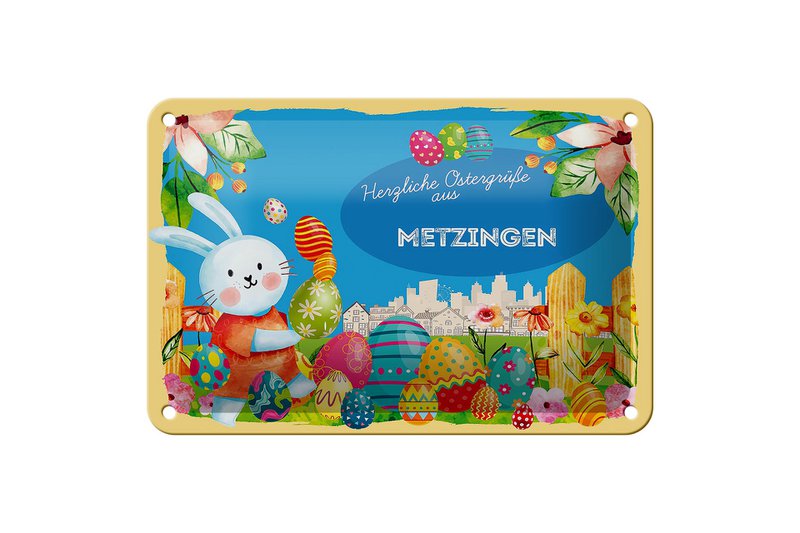 Targa in metallo Pasqua Auguri di Pasqua 18x12 cm METZINGEN decorazione regalo