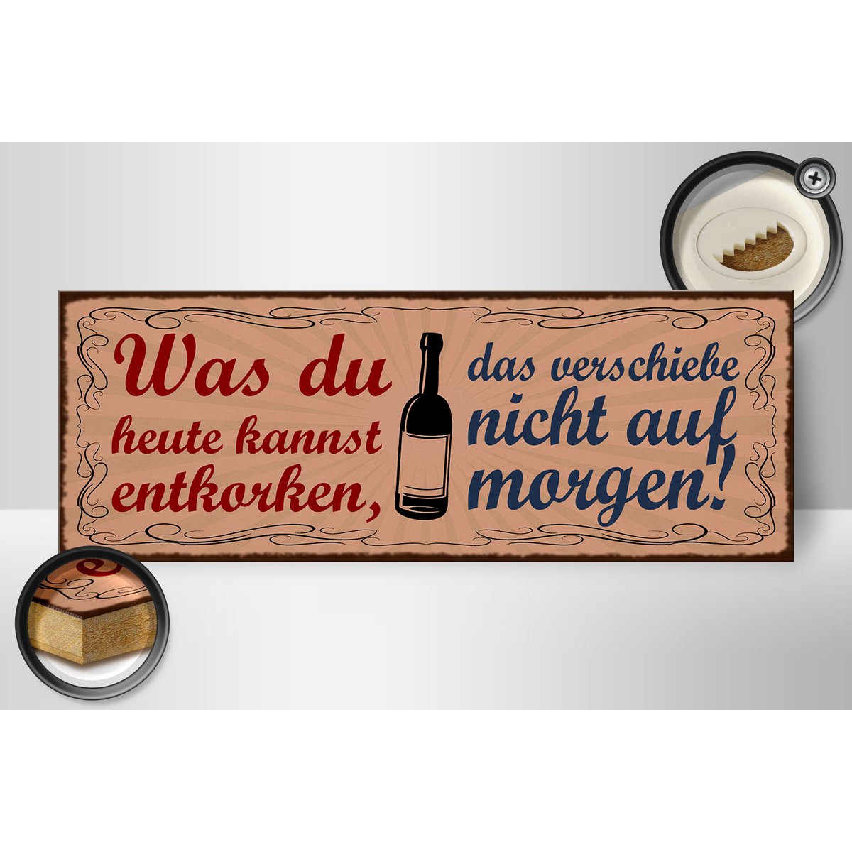 Cartello in legno 27x10 cm con scritta cosa puoi stappare il vino