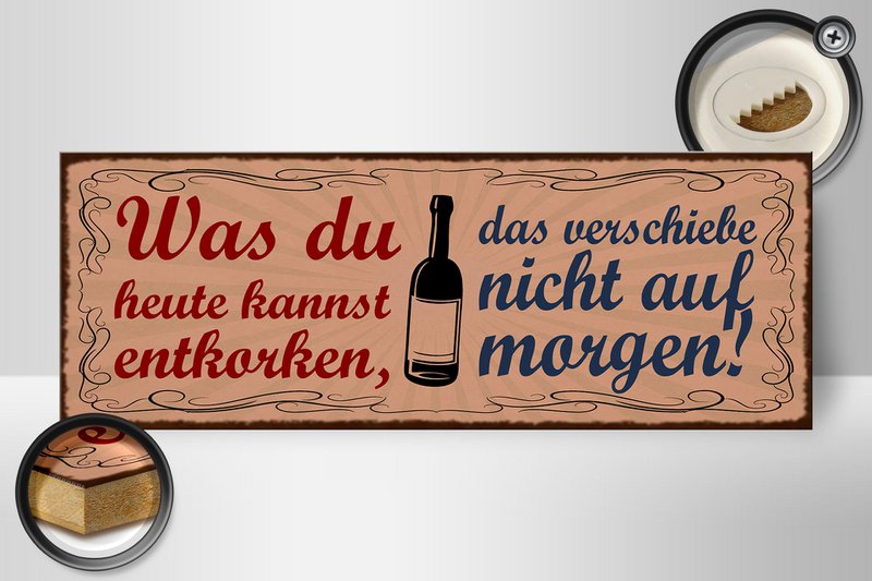 Cartello in legno 27x10 cm con scritta cosa puoi stappare il vino