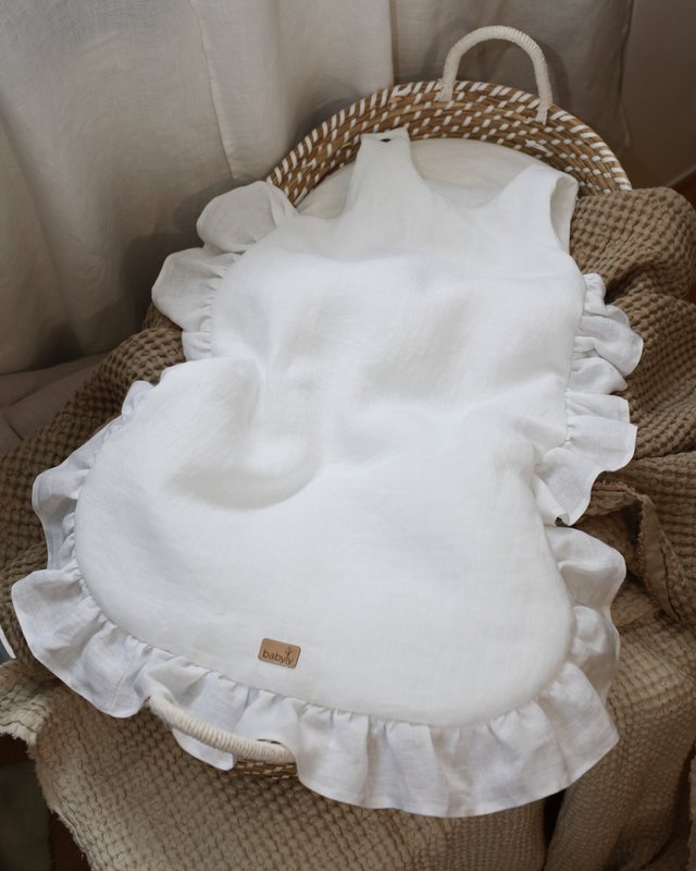 summer linen baby sleeping bag with frills, baby sleeping sack with frills 1 TOG, 1.5 TOG, 2.5 TOG