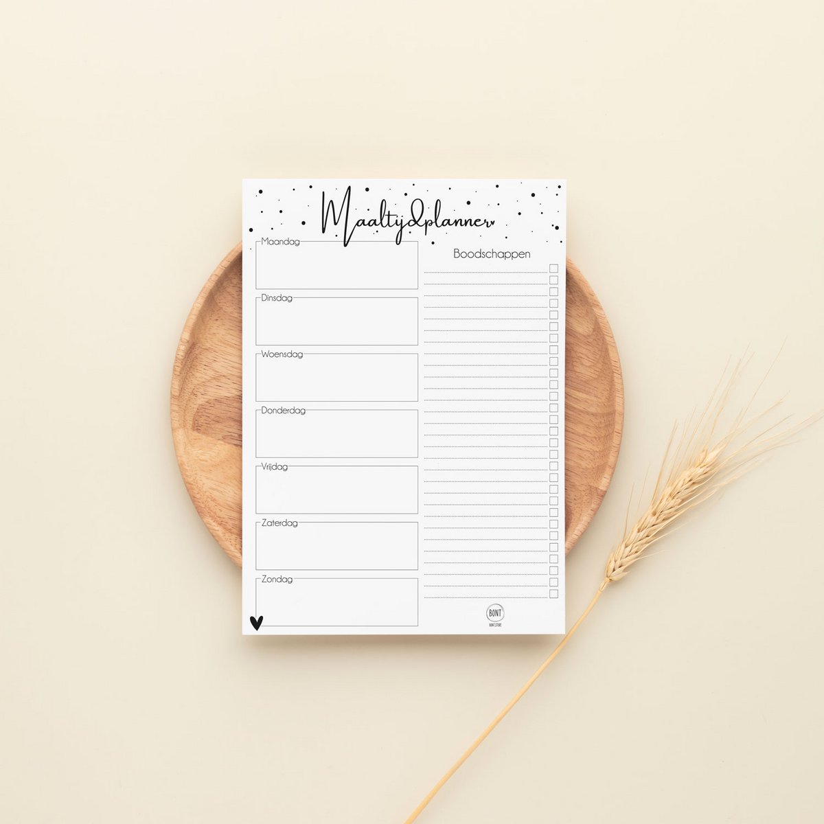 Maaltijdplanner - Weekplanner - A5 - stippen - Boodschappen planner - Dieet Planner - Boodschappenlijstje - Supermarkt planner - Dag planner - 50 pagina's