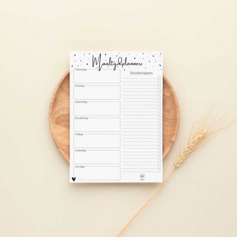 Maaltijdplanner - Weekplanner - A5 - stippen - Boodschappen planner - Dieet Planner - Boodschappenlijstje - Supermarkt planner - Dag planner - 50 pagina's